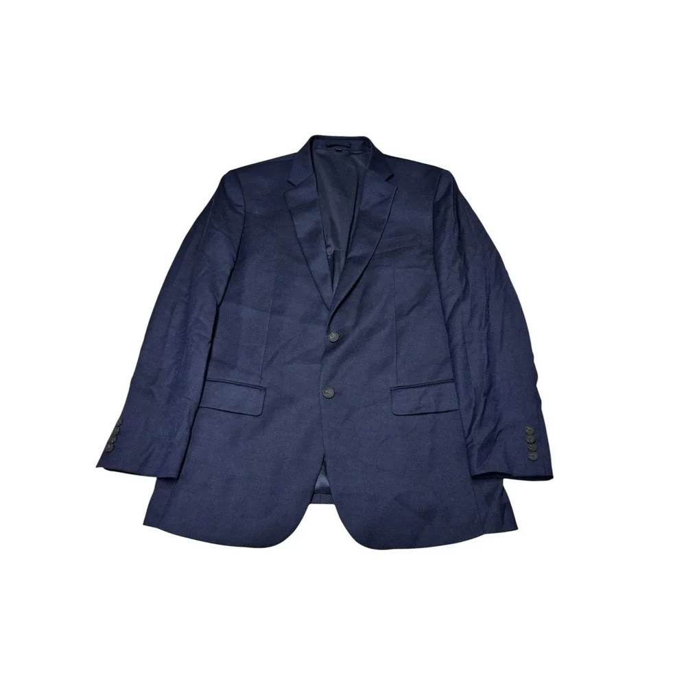 Jos A Bank Traveler Slim Fit Blazer Navy Blue Wool Blend Sport Coat Mens 42 Long
